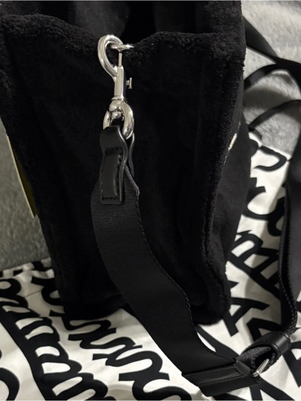 Marc Jacobs Black Terry Cloth Tote with Cream Logo NWT